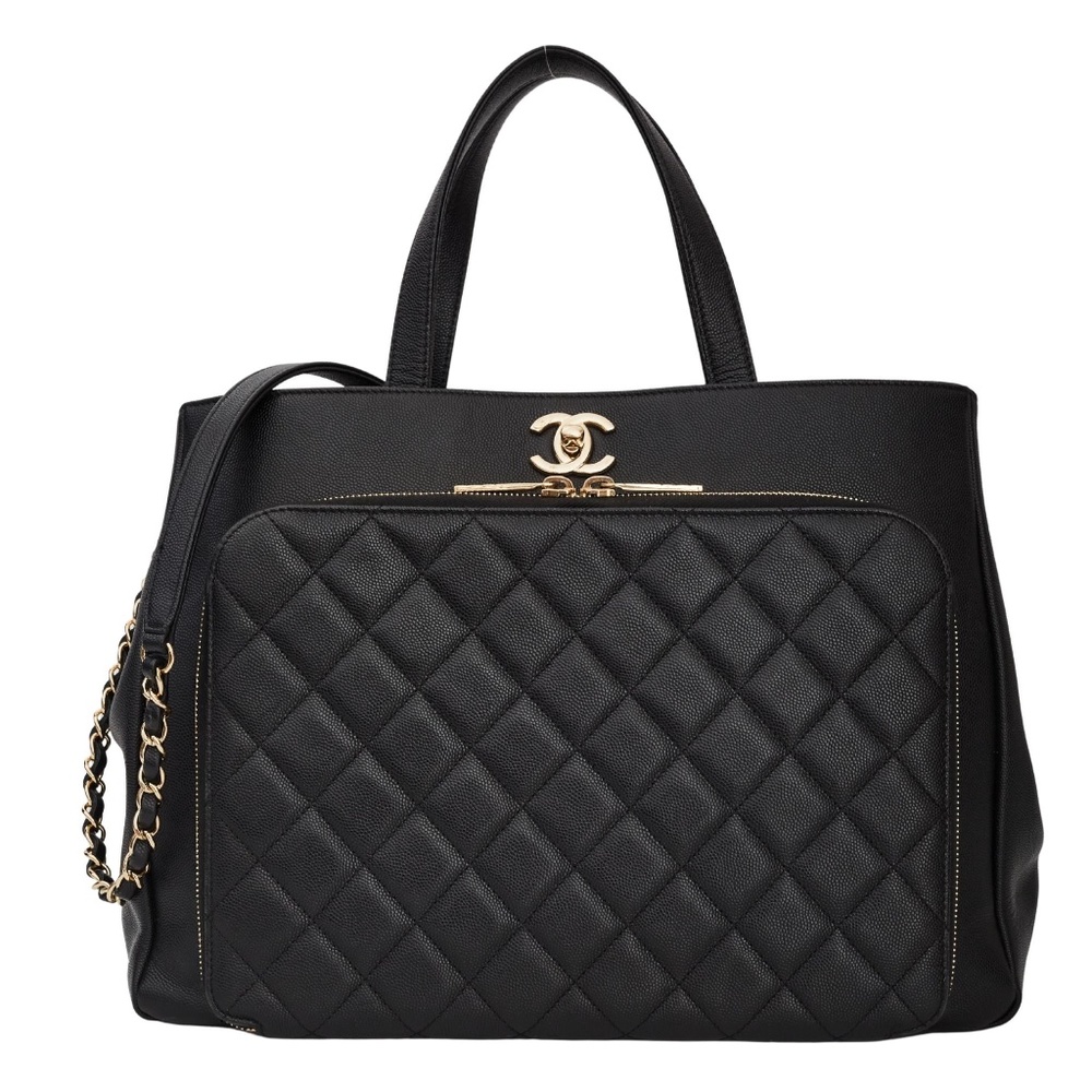 CHANEL BLACK CAVIAR SMALL SHOPPING BUSINESS AFFINITY TOTE (CIRCA 2017)